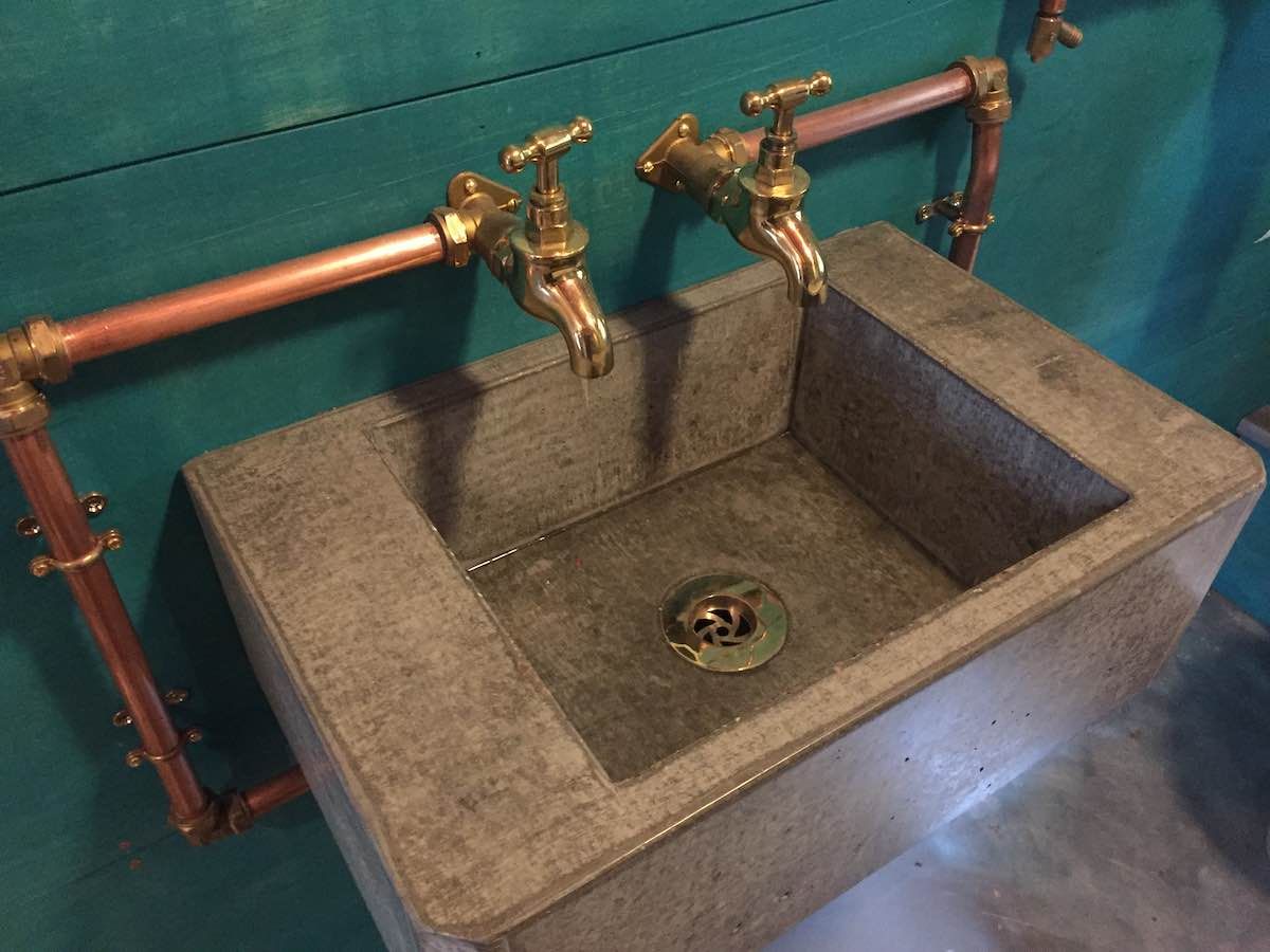 Concrete Sink with Brass taps and Copper Fittings
