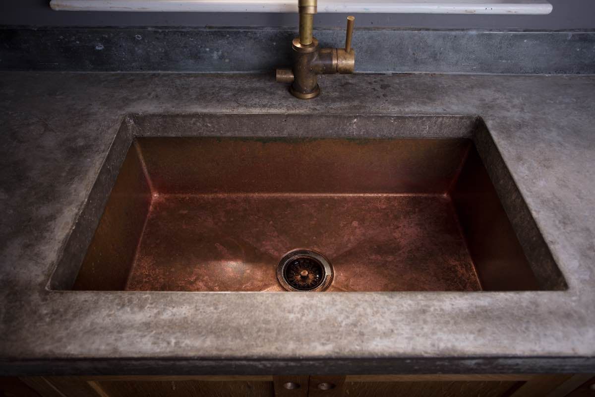 Concrete Worktop and Copper Sink