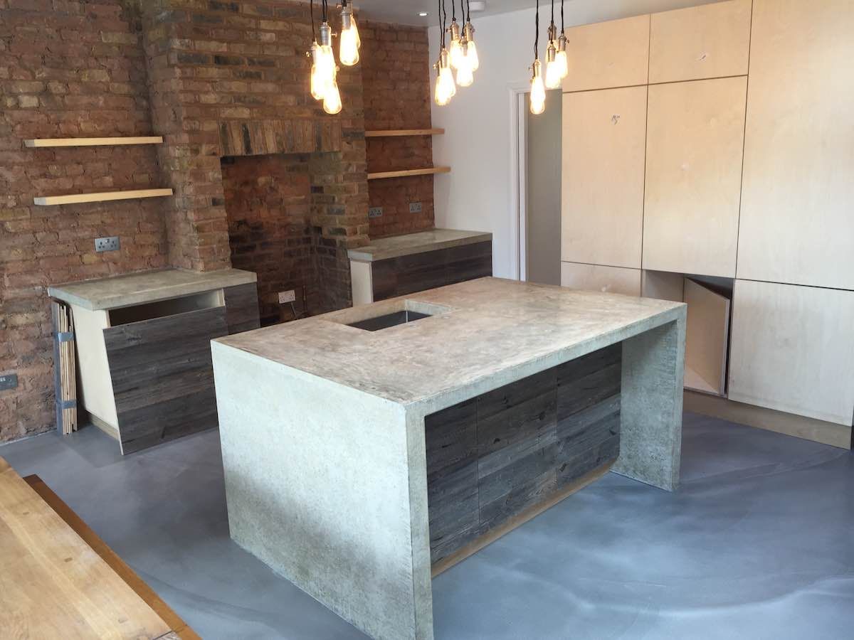 Free Standing Polished Concrete Kitchen Worktop