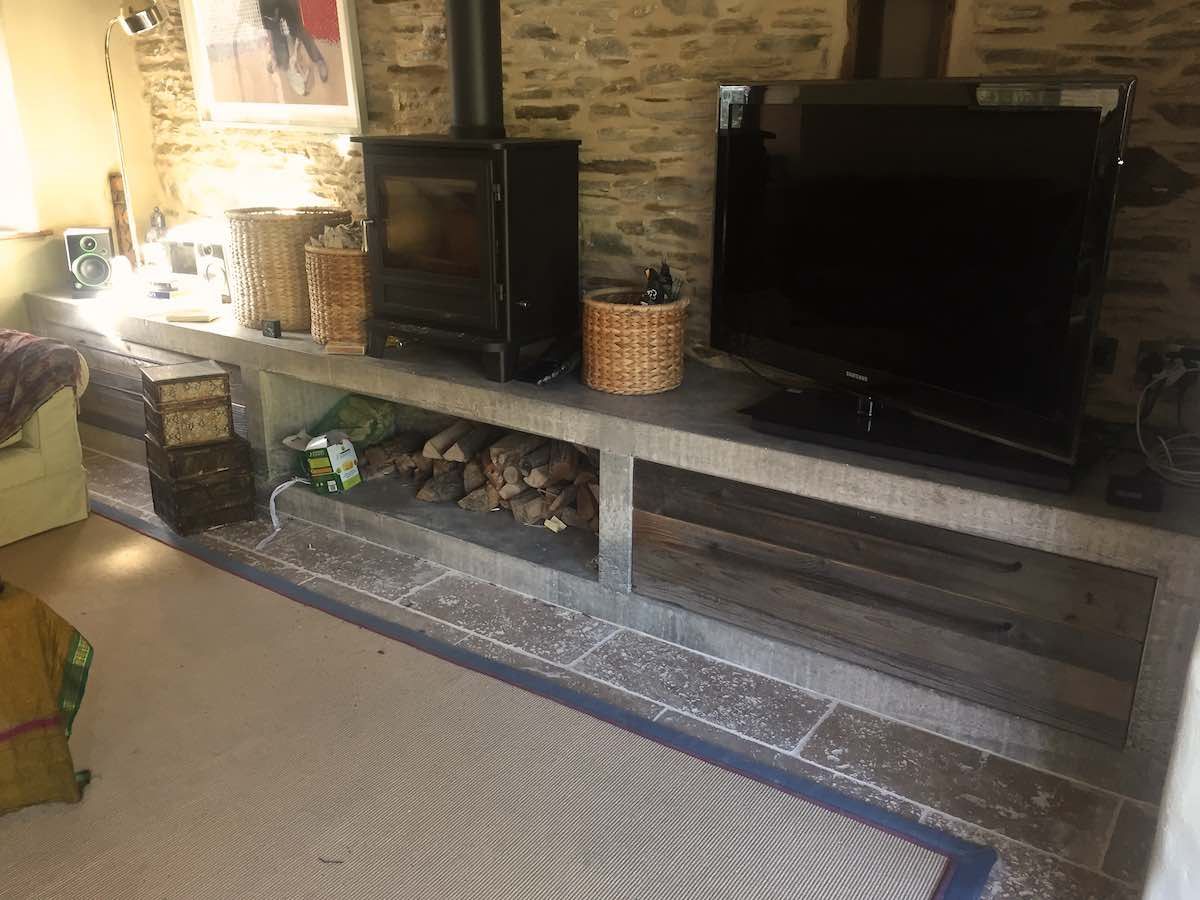 Polished Concrete Fireplace Worktop